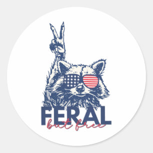 Adesivo Feral Mas Livre Raccoon Engraçado Patriótico 4 De