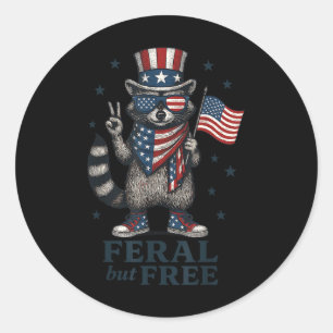Adesivo Feral Mas Livre Racoons Engraçados Bandeira Dos EU