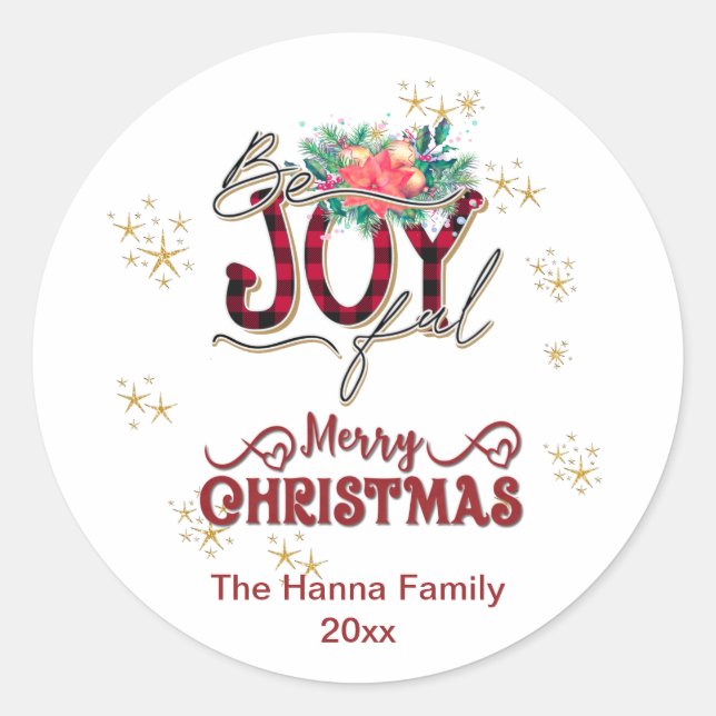 Adesivo Feriado alegre Floral e Natal Xadrez (Frente)