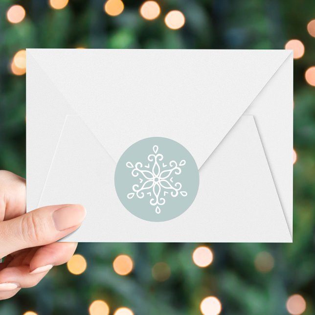 Adesivo Feriado Azul de Gelo Com Floco de Neve Elegante (Criador carregado)