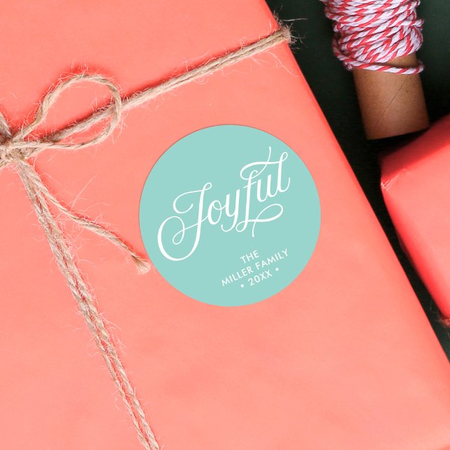 Adesivo Feriado Cursivo de Na moda de Teal Aqua (Criador carregado)