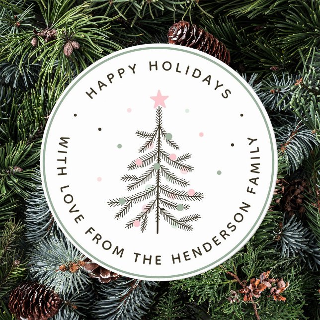 Adesivo Feriado da Árvore de Natal Cozy Pastel (Criador carregado)