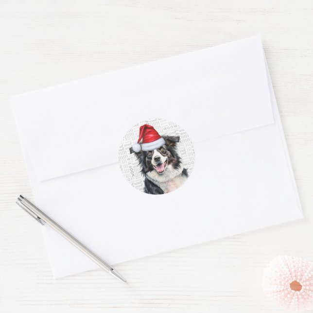 Adesivo Feriado da Fronteira de Natal Collie no Natal (Envelope)