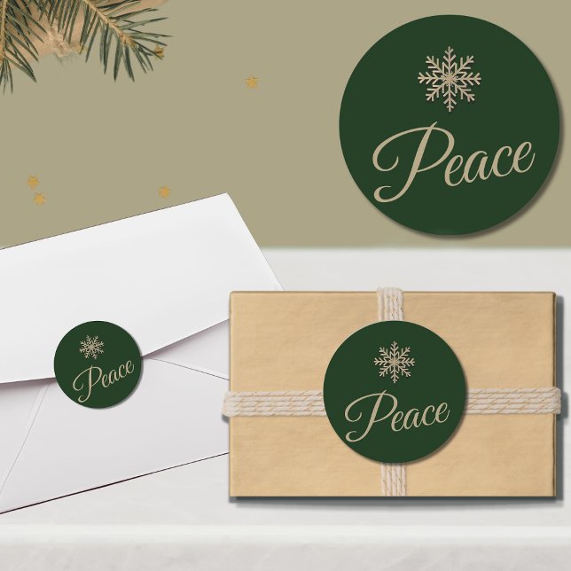 Adesivo Feriado da Paz da Floco de Neve Verde e Dourado (Criador carregado)