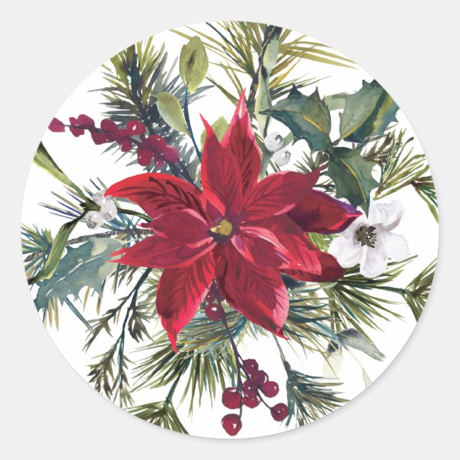 Adesivo Feriado das Folhas de Aquarela e Fir (Frente)