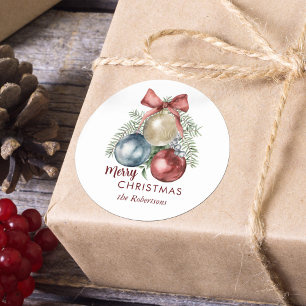 Adesivo Feriado de Aquarela de enfeites de natal