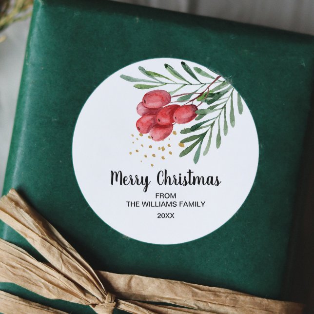 Adesivo Feriado de Berry e Ramais de Aquarela (Criador carregado)