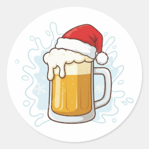 Adesivo Feriado de cerveja de Natal com Santa Hat