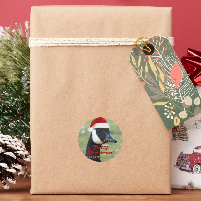 Adesivo Feriado de Chapéu Vermelho Santa Vestido em Ganso  (Feriado)