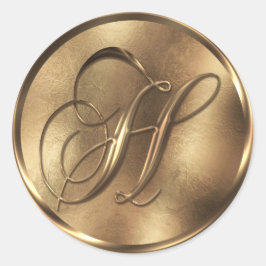 Adesivo Feriado de Convite de Casamento de Bronze Monogram