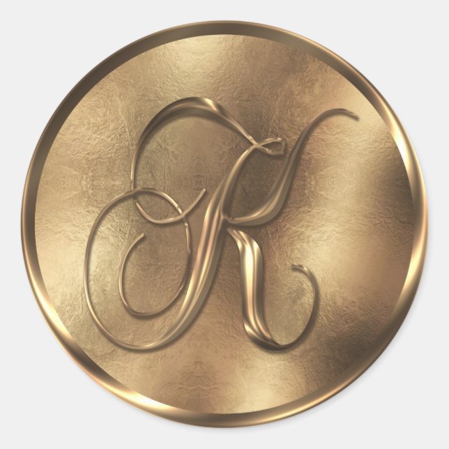 Adesivo Feriado de Convite de Casamento em Bronze Monogram (Frente)