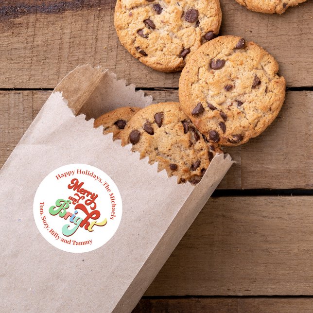 Adesivo Feriado de feliz e Brilho Personalizado (Merry and Bright custom personalized gift stickers. )