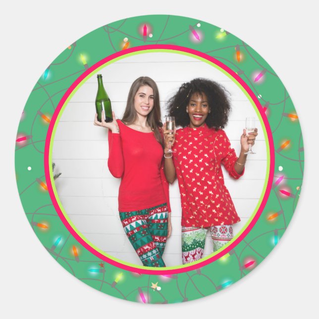 Adesivo Feriado de Imagem Personalizada de Foto Favorito (Frente)