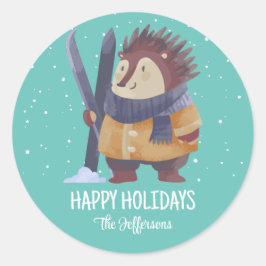 Adesivo Feriado de inverno de Natal de Hedgehog