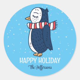 Adesivo Feriado de inverno Feriado de Pinguim Bonito Feria