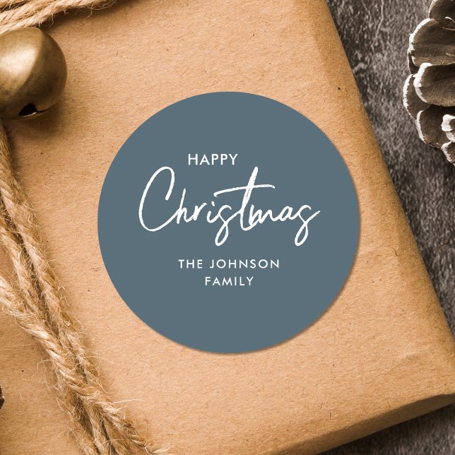 Adesivo Feriado de Natal Azul Moderno e Elegante (Criador carregado)