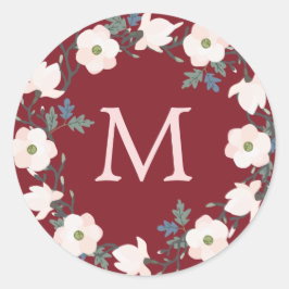 Adesivo Feriado de Natal Burgundy Blush Wreath Monograma