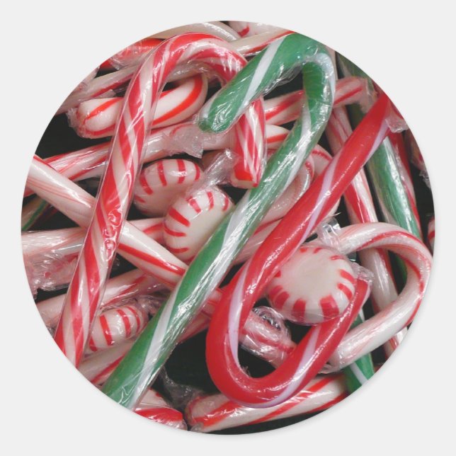 Adesivo Feriado de Natal Candy Canes and Peppermints (Frente)