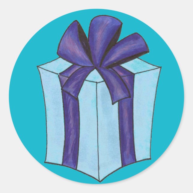 Adesivo Feriado de Natal com Arco de Presente Azul Hanukka (Frente)