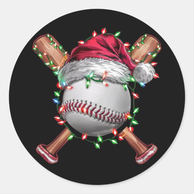 Adesivo Feriado de Natal com Papais noeis de Baseball no N (Frente)