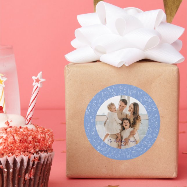 Adesivo Feriado de Natal da Família Whimsical (Festa)