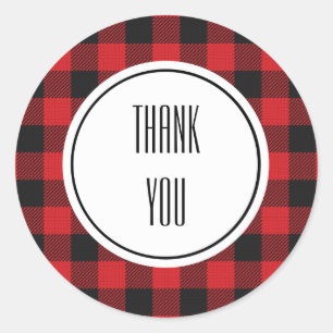 Adesivo Feriado de Natal da Xadrez de Buffalo Negro Vermel