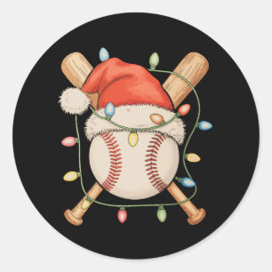 Adesivo Feriado de Natal de Basball Santa Hat Xmas