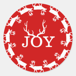 Adesivo Feriado de Natal de Deer Antler, Red and White Joy