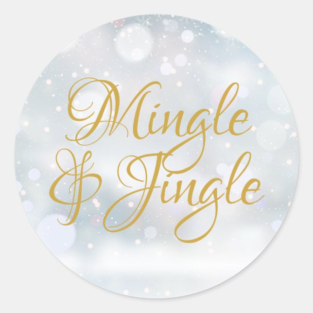 Adesivo Feriado de Natal de Mingle Jingle Dourado Script C (Frente)