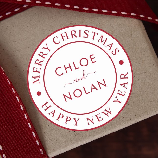 Adesivo Feriado de Natal de Texto Personalizado Moderno (Criador carregado)