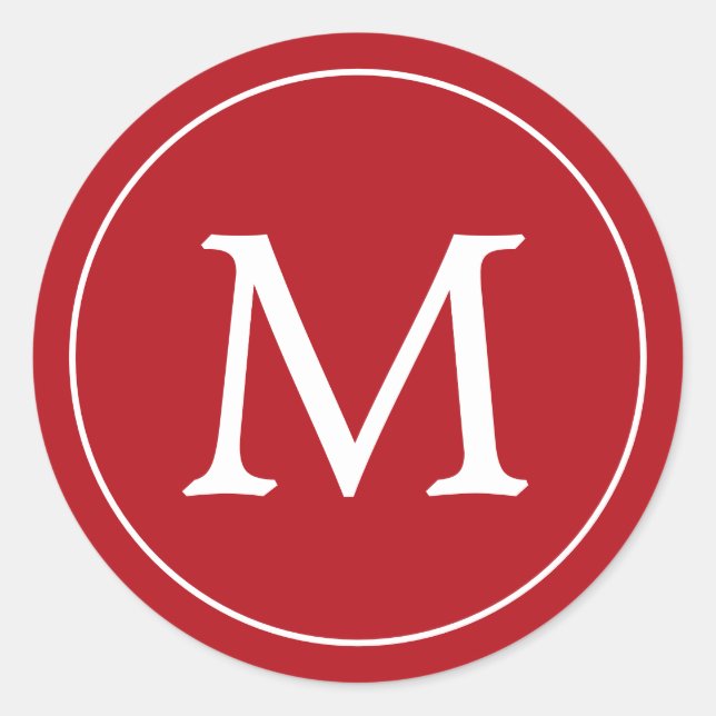 Adesivo Feriado de Natal do Monograma Branco Vermelho (Frente)