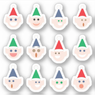 Adesivo Feriado de Natal dos Papais noeis Elf Heads