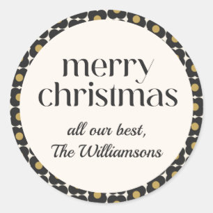 Adesivo Feriado de Natal Dourado Preto com Flor Retroativo