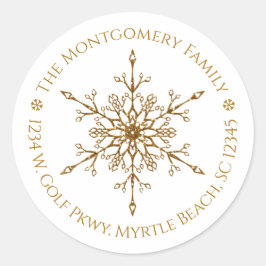 Adesivo Feriado de Natal Elegante com Floco de Neve Dourad