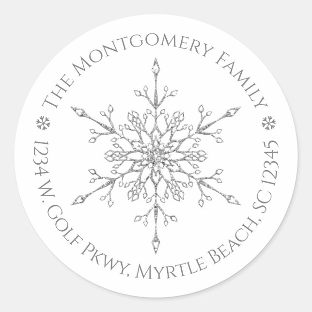 Adesivo Feriado de Natal Elegante com Floco de Neve Silver (Frente)