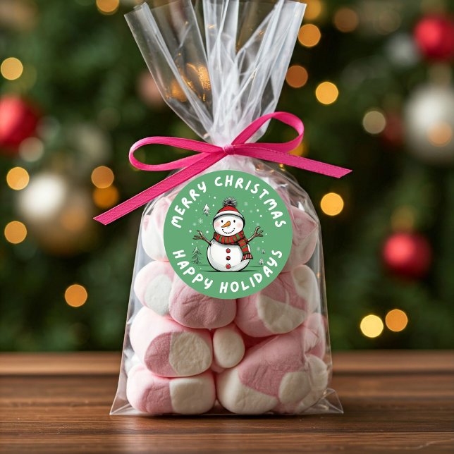 Adesivo Feriado De Natal Engraçado E Repleto De Neve (Packaging Idea Snowman Sticker)