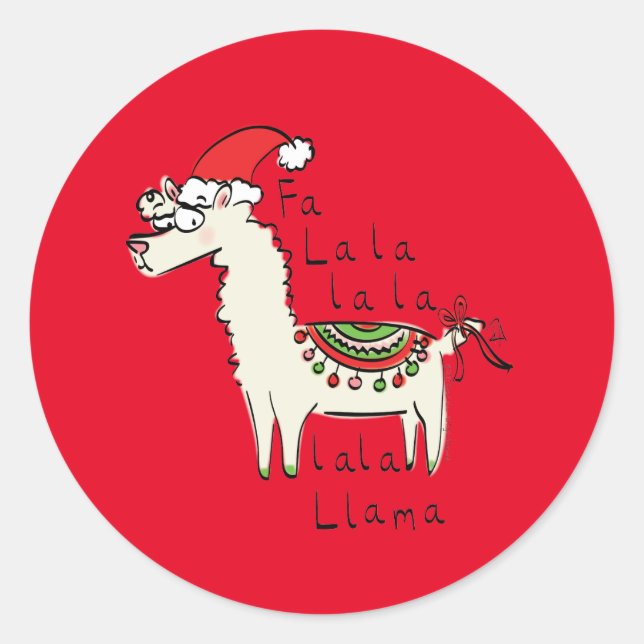 Adesivo Feriado de Natal Engraçado Llama (Frente)