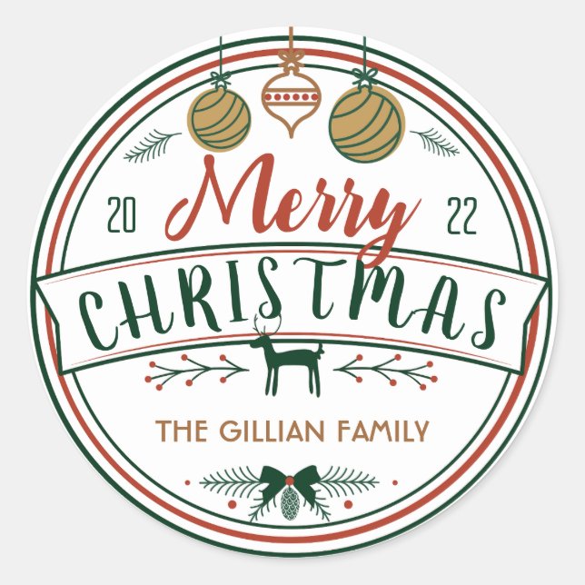 Adesivo feriado de natal feliz (Frente)