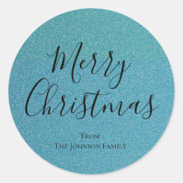 Adesivo Feriado de Natal Feliz com Script Azul