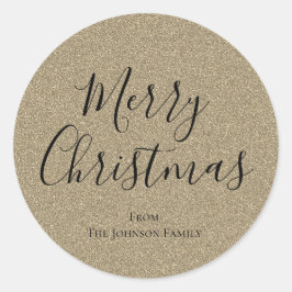 Adesivo Feriado de Natal Feliz com Script Glitter Silver