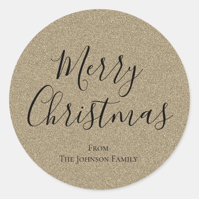 Adesivo Feriado de Natal Feliz com Script Glitter Silver (Frente)