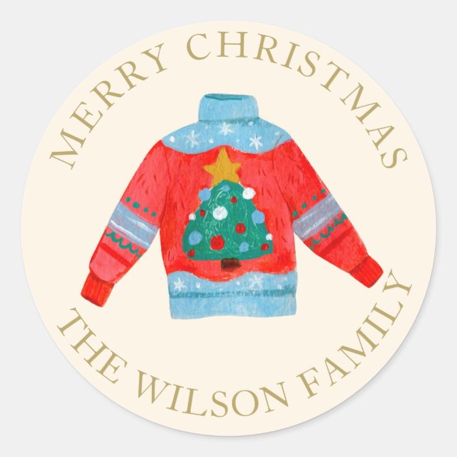 Adesivo Feriado de Natal Feliz da Família de Doce Feia (Frente)