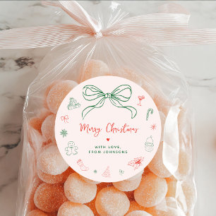 Adesivo Feriado de Natal Francês Desenhado à Mão Branca