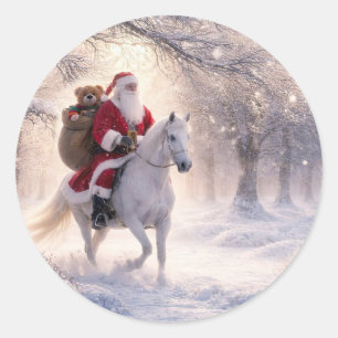 Adesivo Feriado de Natal Papai Noel e Cavalo