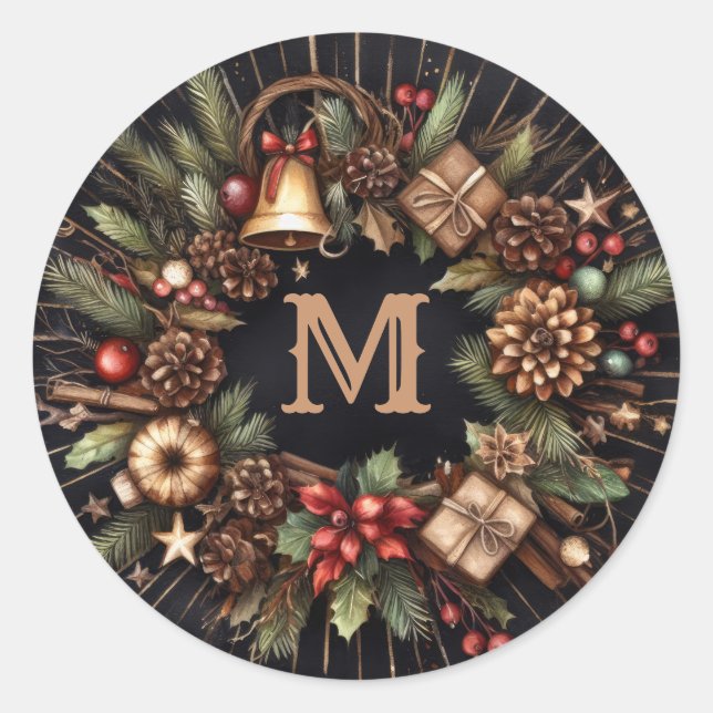 Adesivo Feriado de Natal Russo Preto com Aquarela (Frente)