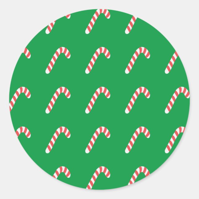 Adesivo Feriado de Natal Simples, Candy Cane Verde (Frente)