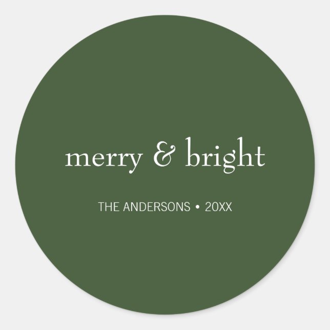 Adesivo Feriado de Natal Verde e Feliz Moderna (Frente)