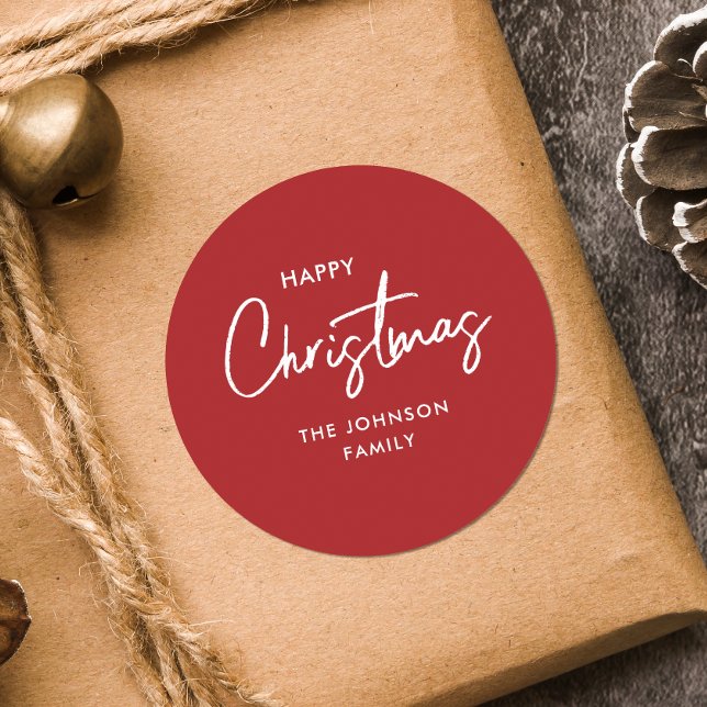 Adesivo Feriado de Natal Vermelho e Branco Simples Moderno (Criador carregado)