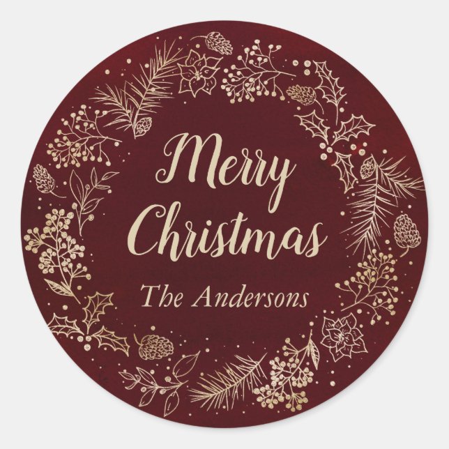 Adesivo Feriado de Natal Vermelho e Dourado (Frente)