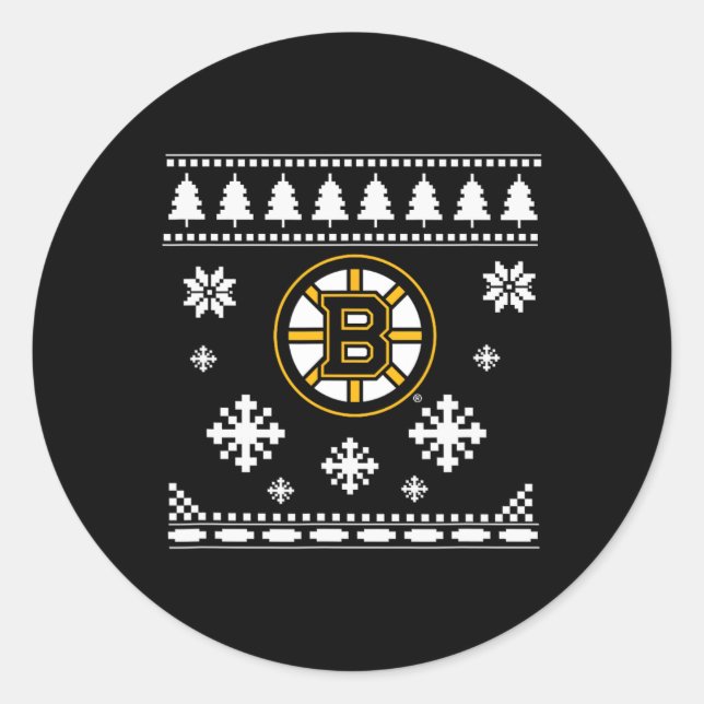 Adesivo Feriado de Sweater de Natal Feio de Boston Bruins (Frente)